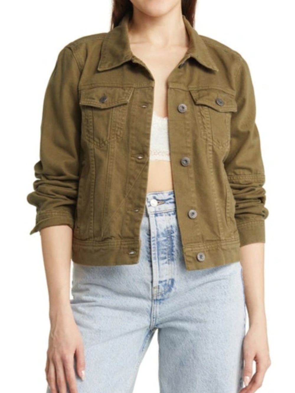 Free People Rumors Denim Jacket in Willow - Size XS